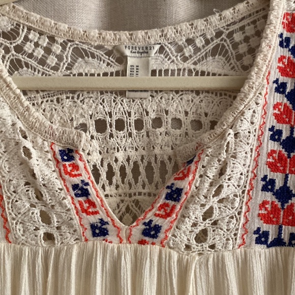 Boho cream and embroidery tunic Medium - Picture 3 of 5